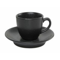 Набор чашка кофейная 80 мл черная + блюдце 12 см, Porland (Порланд), 212109