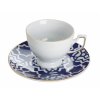 Набор чашка чайная 170 мл + блюдце синее, Morocco, Porland (Порланд), 228218
