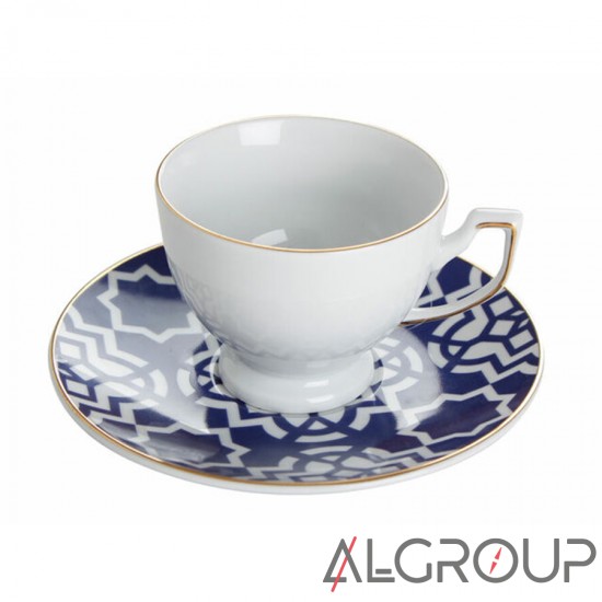 Набор чашка чайная 170 мл + блюдце синее, Morocco, Porland (Порланд), 228218 a002164