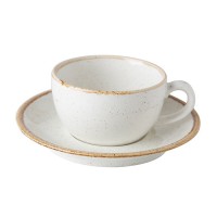 Набор чашка чайная 207 мл бежевая + блюдце 15 см, Porland (Порланд), 222105
