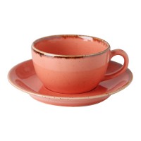 Набор чашка чайная 207 мл оранжевая + блюдце 15 см, Porland (Порланд), 222105