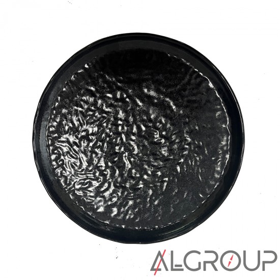 Тарелка фактурная круглая 27,2 см, черный блик, ALG Stone Ceramics 9751-3