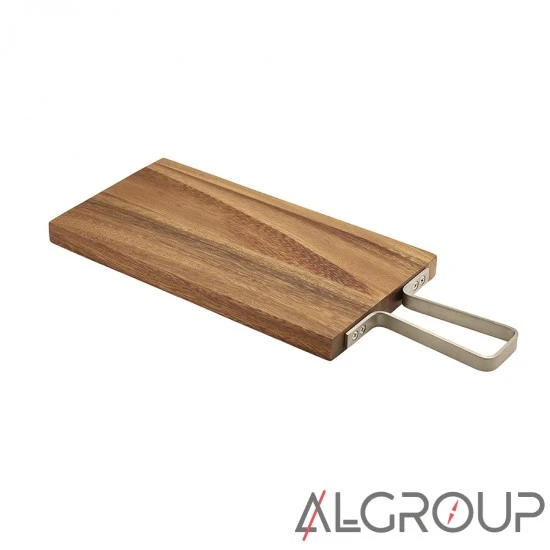 купить Доска для подачи 38*15 см, с металлической ручкой, Acacia Wood, GenWare